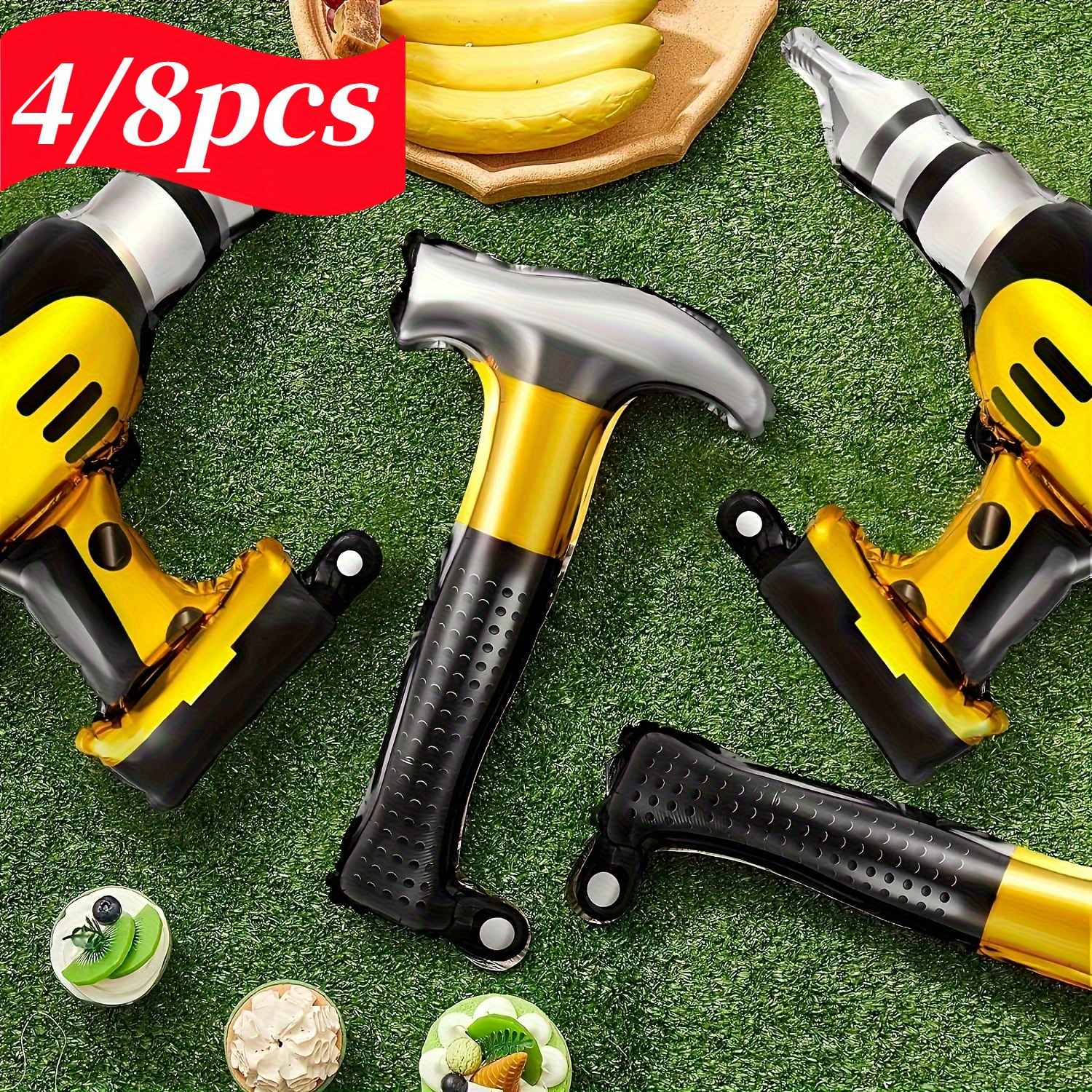 4/8Pcs Hammer Foil Balloons Inflatable Tools Father's Day Party for Dad Husband and Boy Friend Birthday Party Decorations