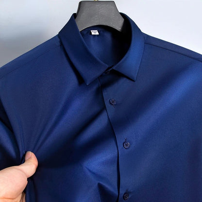 New Anti-Wrinkle Men Shirts Long Sleeve Dress Shirts For Men Slim Fit Camisa Social Business Blouse White Office Shirt S-6XL