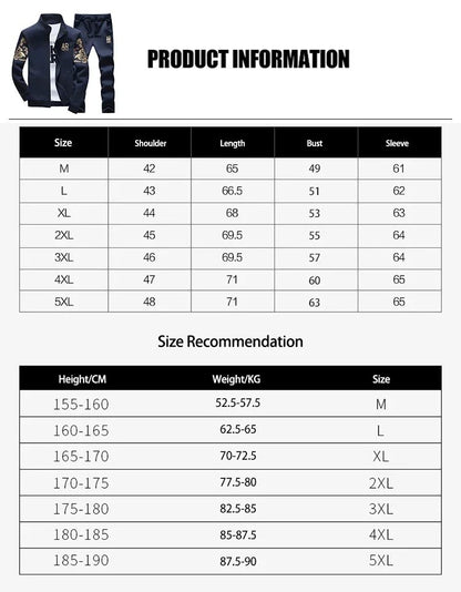 Winter Men's Sports Suit with Fleece and Warm Standing Collar Jacket+men's Drawstring Sports Pants Fashionable Printed Men's Set