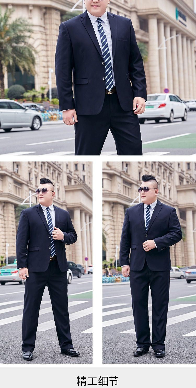 Fat Brother Big Size Pants Men's Suits Formal Business Dress Fashion Leisure Occupation 2 Piece Set Blazer Wedding Jackets S-9XL