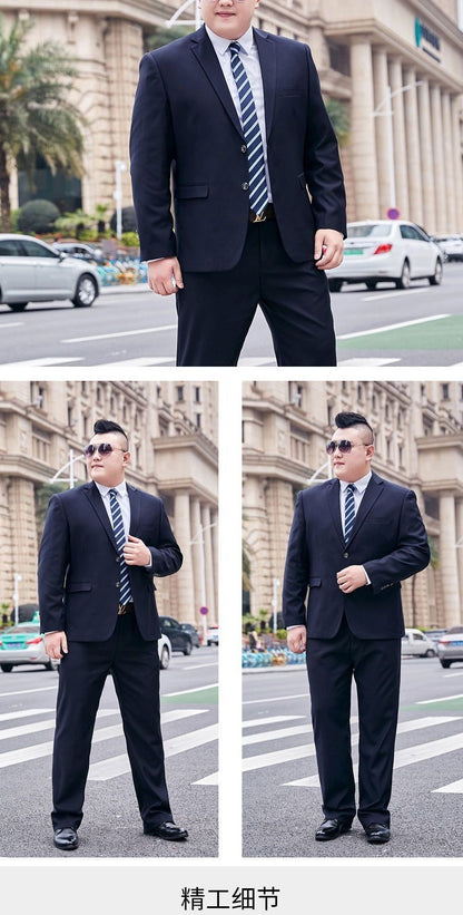 Fat Brother Big Size Pants Men's Suits Formal Business Dress Fashion Leisure Occupation 2 Piece Set Blazer Wedding Jackets S-9XL