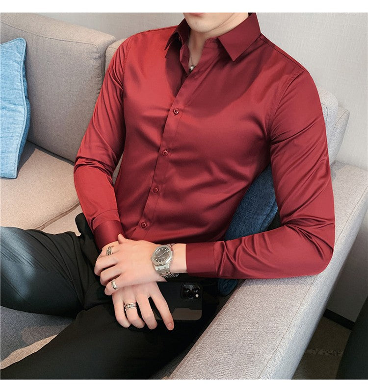 Plus Size S-7XL High Quality Men Dress Shirt 2024 Autumn Long Sleeve Solid Business Slim Shirts Homme Dress Social Casual Shirt