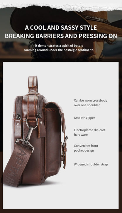 BULLCAPTAIN New Genuine Leather Men Crossbody Bag Male Briefcase Messenger Bag Casual Business Briefcase Style Men Shoulder Bag