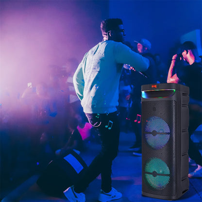 Alto-falante portátil Bluetooth para festa com subwoofer de 3000W duplo de 10 polegadas, sistema de som com graves potentes, alto-falante de karaokê DJ, luz de LED com microfone