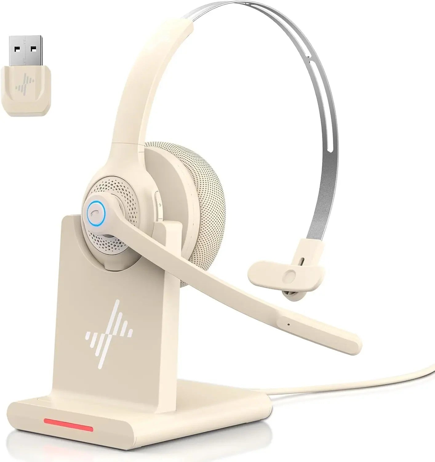 JIAMQISHI Bluetooth 5.2 Wireless Headset with Mic for Work Clear Call Mic Mute USB Dongle Applicable To PC,Laptop,Zoom,Office