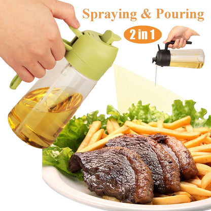 Garrafa Dispensadora de Óleo de 470ml para Cozinha, Dispensador de Azeite 2 em 1 e Pulverizador de Óleo, Garrafa Pulverizadora de Azeite para Cozinhar