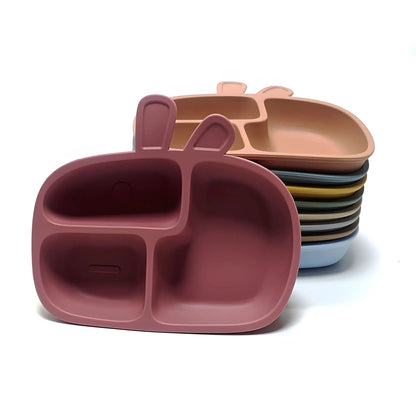 Silicone Baby Dinner Plate Food Grade Baby Supplement Bowl Set Children's Divided Dinner Plate Suction Cup One Piece