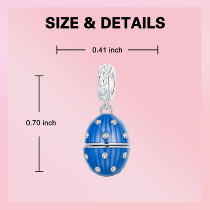 925 Sterling Silver Can Be Opened Pandant Easter Egg Charms Beads Fit Original Bracelet Making Fine Jewelry Women DIY Gift