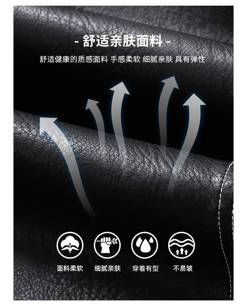 Leather Jacket Men Coats Autumn Fur Collar Luxury Fleece Black Oversized  6XL 7XL 8XL Plus Size Warm Winter Comfort High Quality