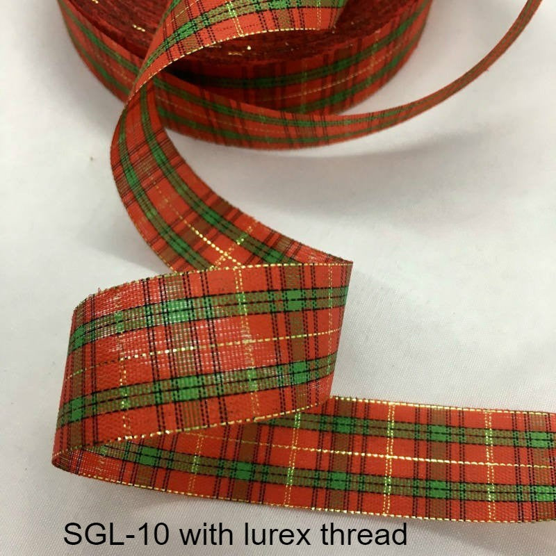 Gingham Ribbon Scottish Fabrics 10Y 2.5cm For Handmade DIY Craft Gift Floral Packing  Wedding Christmas Wreath Deco