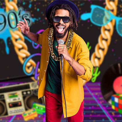 80s 90s Costume Outfit Set Big Gold Chain 80s/90s Rapper Accessories Glasses Bracelet Hip Hop Fancy Dress Costumes for Men Women