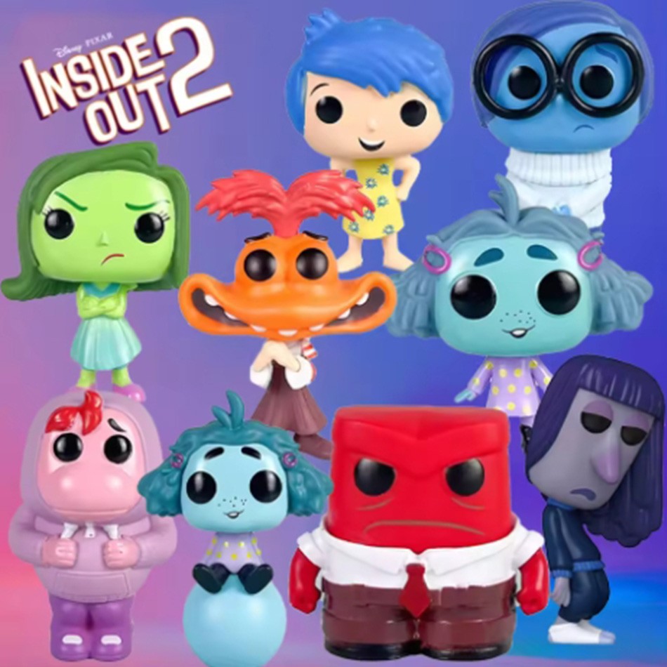 Anime Divertidamente 2 Alegria Ansiedade Raiva Tristeza Nojinho Medo Boneco POP Brinquedos de Ação Filme de Desenho Animado Bonecos de PVC