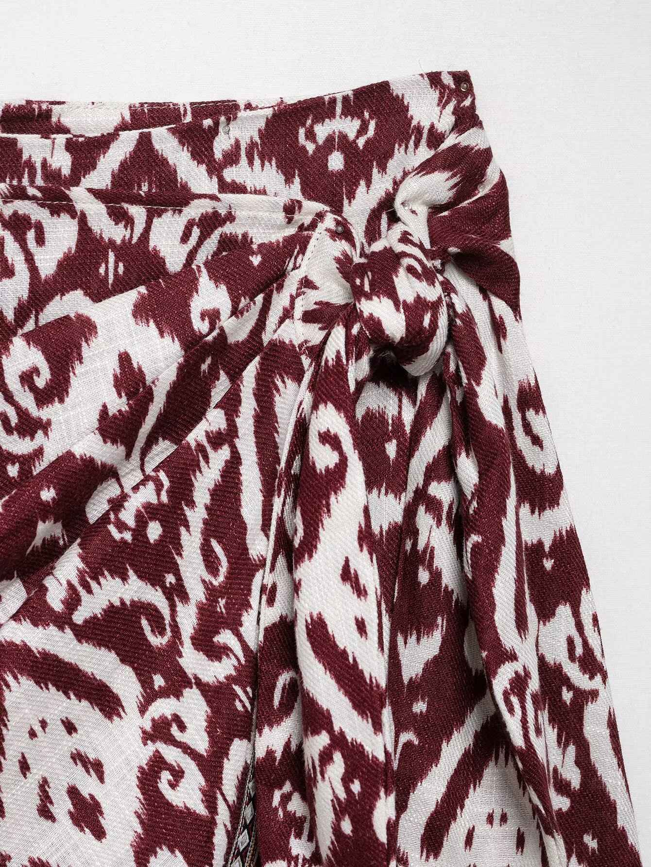 Zevity Women Fashion Totem Print Colorful Beading Tassel Mini Sarong Skirt Faldas Mujer Female Chic Back Zipper Vestidos QUN9282