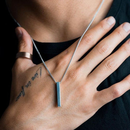 Colar Retangular Clássico Popular com Pingente Masculino Aço Inoxidável Corrente Cubana Preta Colar Masculino Presentes de Joalheria