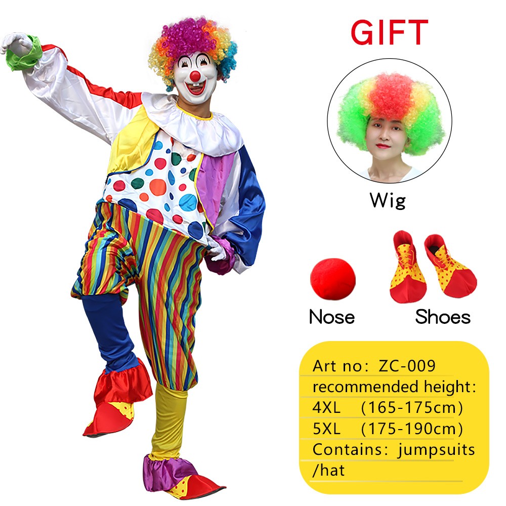 Adult Jumpsuit Circus Clown Cosplay Costume Stage Performance Suit Theme Party Joke Jumpsuits Just Clothing No Wig/shoes