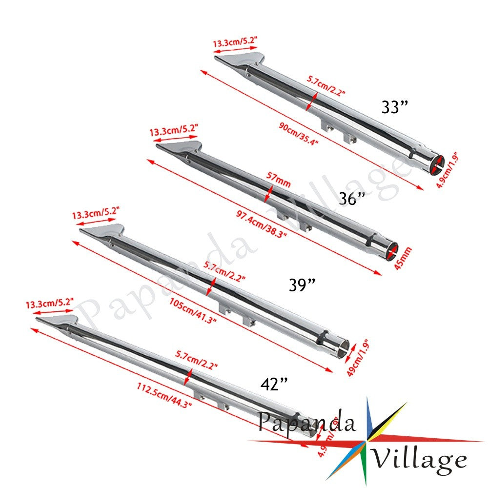 Old School Chrome 33/36/39/42 inch Fishtail Exhaust Mufflers For Harley Softail FLS FLSS FXSTDI  FXCW  FLSTFBS 2007 - 2017