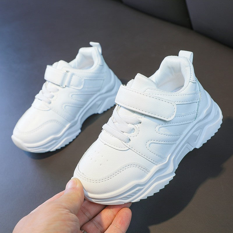Spring Kids White Sneakers Leisure Chunky Concise Fashion Boys Girls Sport Shoes 26-37 Running All-match Children Trainers