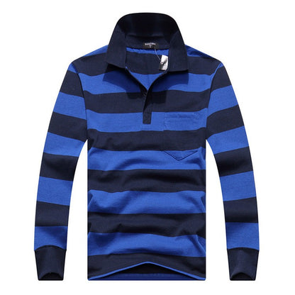 Cotton Polos Men Long Sleeve Mens Polo Shirt Spring Autumn Striped Male Polo Dress Classic Business 2018 Father Gift Drop Ship