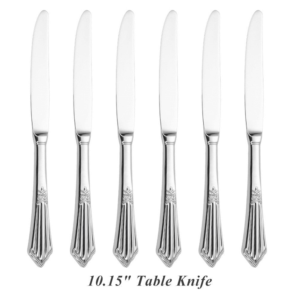 Conjunto com 6 Facas de Mesa Royal Polido Espelhado Apropriado para Máquina de Lavar Louça, Uso Doméstico, Cozinha e Bar