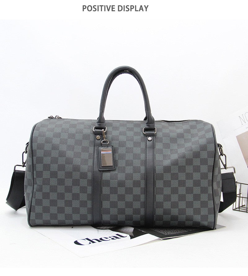 Para homem multifuncional resistente ao desgaste à prova d'água viagem grande capacidade negócios moda xadrez bagagem de mão bolsa de ombro
