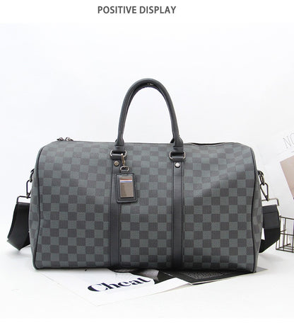 Para homem multifuncional resistente ao desgaste à prova d'água viagem grande capacidade negócios moda xadrez bagagem de mão bolsa de ombro