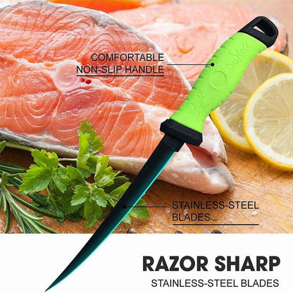 Faca de Pesca para Filetar Desossar Peixe 5 6 7 8 9 Polegadas Faca de Sashimi de Cozinha Antiaderente para Raspar Peixes Faca para Filetar Bainha