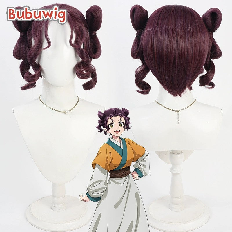 Bubuwig Synthetic Hair Shisui Cosplay Wigs The Apothecary Diaries Shisui 30cm Short Wavy Red Purple Ponytail Wig Heat Resistant