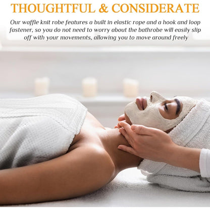 Lightweight Women's Waffle Spa Wraps with Pockets, Adjustable Closure for Bath and Shower Towel Wraps in White