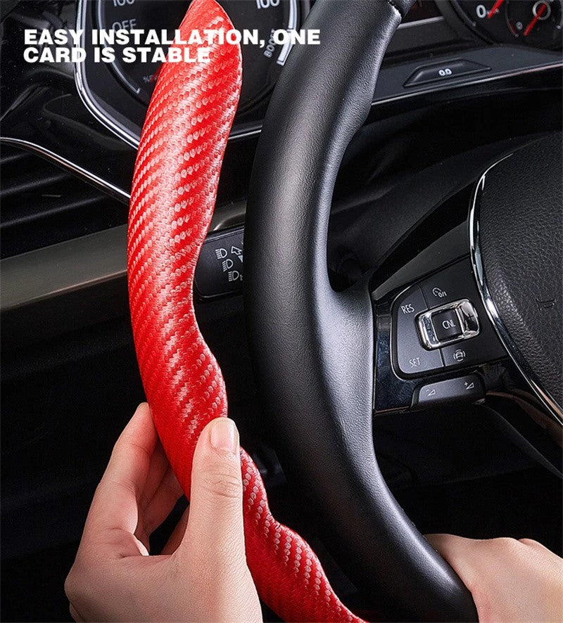 Capa Universal Antiderrapante de Fibra de Carbono para Volante de Carro, Capa Auxiliar para Volante de Carro, Acessórios Antiderrapantes