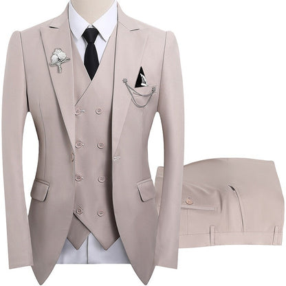 High Quality Classic Men Suit Tuxedo Peak Lapel Groomsmen Wedding Suits Set 3 Pieces(Jacket+Pants+Vest)Fashion Men Business Suit