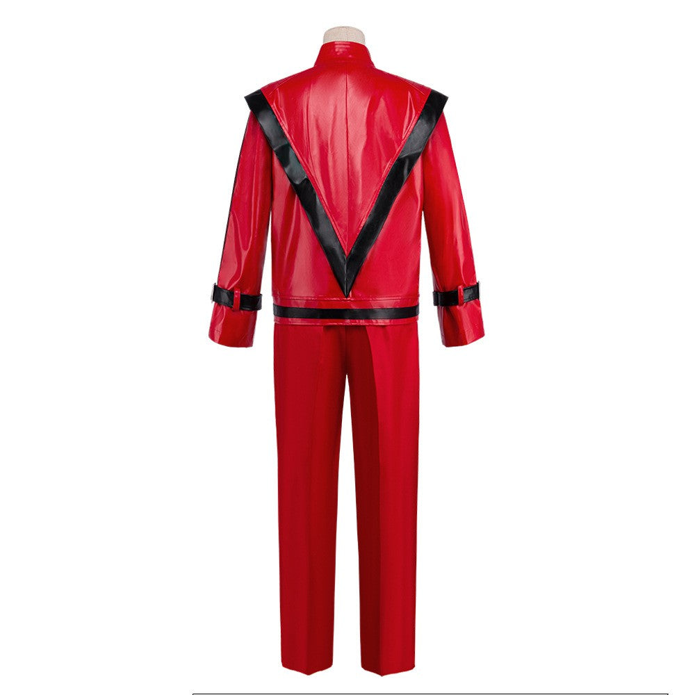 Michael Jackson Thriller Scary Cosplay Costumes movie Red Leather Jacket Pants Uniform Anime Halloween Costume for Men Woman