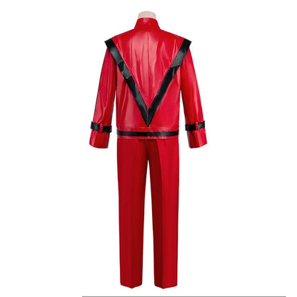 Michael Jackson Thriller Scary Cosplay Costumes movie Red Leather Jacket Pants Uniform Anime Halloween Costume for Men Woman