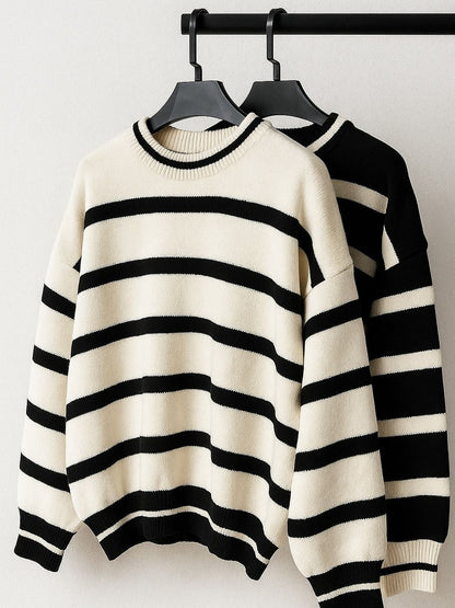 Street Fashion Brand Irregular Striped Warm Fashion Long-sleeved Sweater Men American Y2K Harajuku Casual Loose Pullover Women
