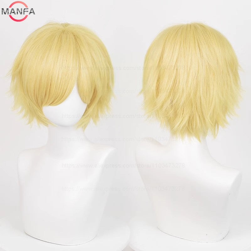 Anime 30cm Curta Reta Peruca Cosplay Preto Branco Verde Marrom Roxo Azul Cinza Vermelho Dourado Homens Mulheres Cabelo Sintético Resistente ao Calor