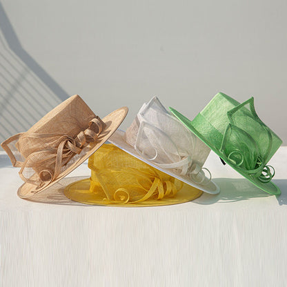 Chapéus Fascinators CLÁSSICOS SINAMAY para Mulheres Chapéu de Sol Feminino Chapéus de Verão com Aba Larga Chapéu Boater Festa do Chá Derby Igreja CHAPÉU DE CASAMENTO