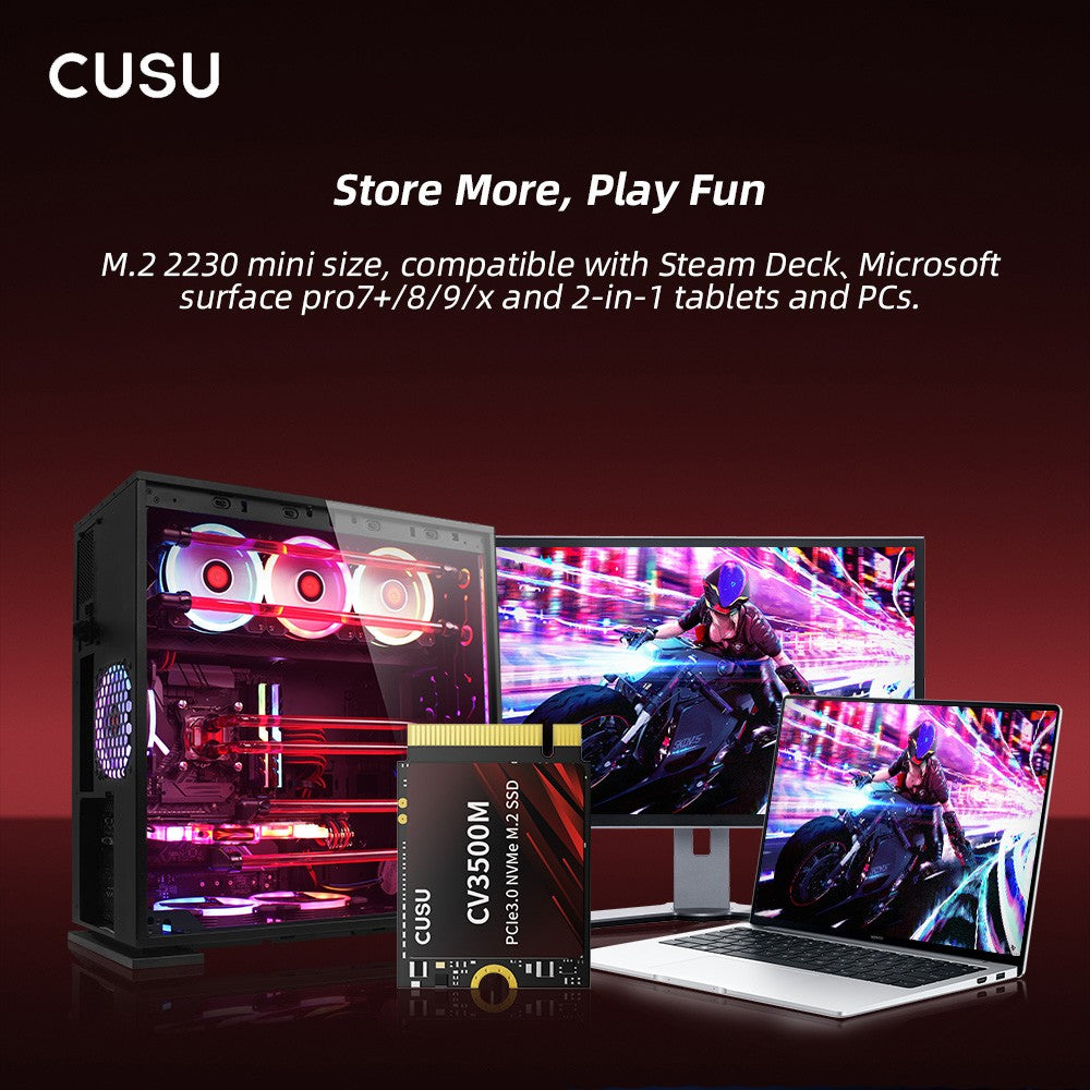 CUSU SSD 2230 512 GB 1 TB NVMe M2 SSD Disco Rígido Pcie3.0 Unidade de Estado Sólido Interna para Steam Deck Microsoft Surface Pro7/8/9