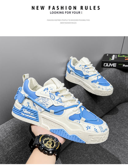 Men's thick soled casual shoes four season soft soled outdoor walking shoes student flat shoes youth fashion sports board shoes