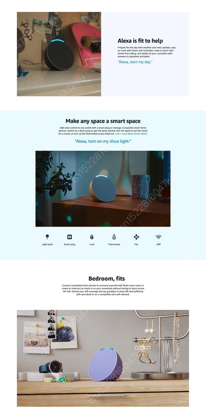 Melhor Vendedor Original Echo Pop Música e Controles de Casa com Assistente Inteligente Alexa