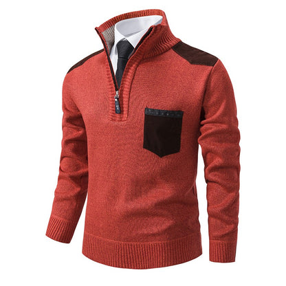 Pullover Men Sweater Cashmere Thick Polo Shirts Korean Half Zipper Cold Blouse Stand Collar Autumn Winter Outerwear Luxury Cloth