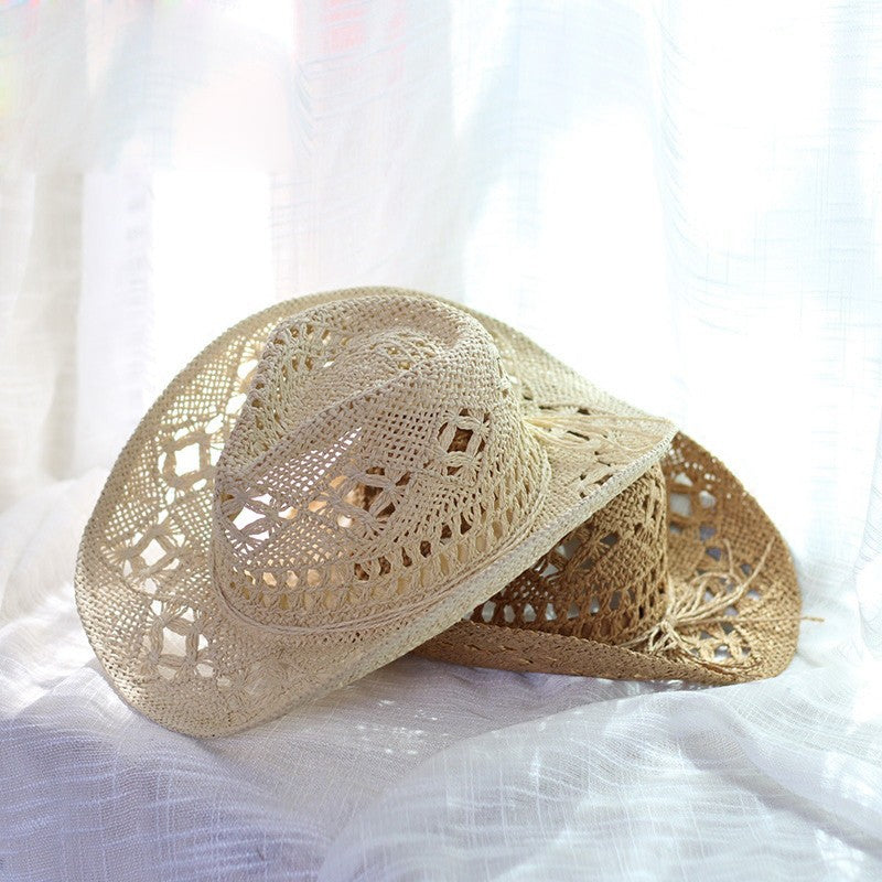 Straw Western Cowboy Hoed Hand Made Beach Vilt Zonnehoeden Party Cap Voor Man Vrouw Curling Rand Cap Zon Bescherming Unisex hat