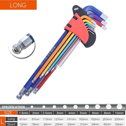 Conjunto de Chaves Soquete Allen 1.5-10mm Chave Torx Estrela Dupla-Ponta L Colorida Chave Allen Hexagonal com Ponta Esférica Ferramentas Manuais de Reparo Chave Universal