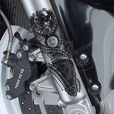 Motorcycle Front Fork Skull Decals Sticker Tag Paster Universal Fit for Honda Yamaha Kawasaki Suzuki BMW Harley