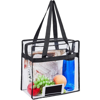 2Pcs Clear Tote Bags with Zipper Large Capacity Transparent Shoulder Bag Multipurpose Transparent Totes for  Work School Gym