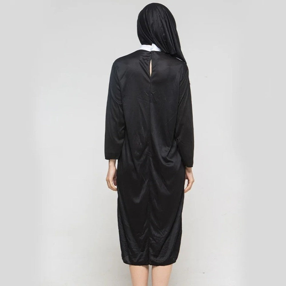 Higih Quality Adult Size Father's Clothing Virgin Mary Black Cosplay Costume Priest Role Nun Costume Cosplay Events