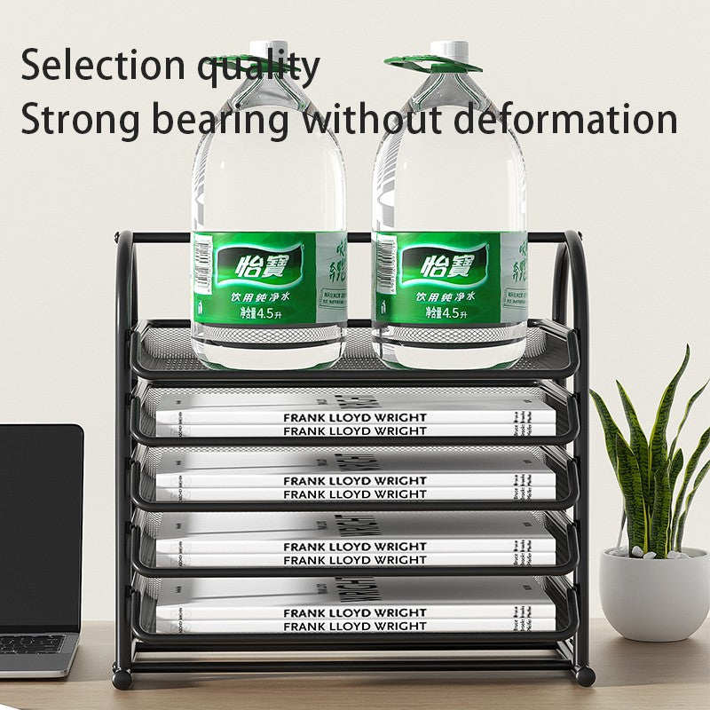 Bandeja de malha para cartas, organizador de papel de mesa de escritório com bandejas deslizantes para acessórios de mesa, material de escritório e armazenamento de arquivos, preto