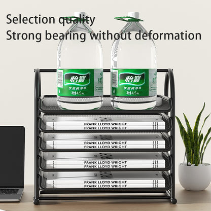 Bandeja de malha para cartas, organizador de papel de mesa de escritório com bandejas deslizantes para acessórios de mesa, material de escritório e armazenamento de arquivos, preto