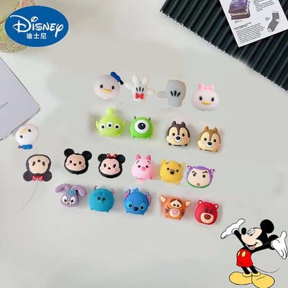 Disney Anime Mickey Mouse Charger Cable Protector Kawaii Stitch Minnie Usb Data LineHead Protection Cover Gifts
