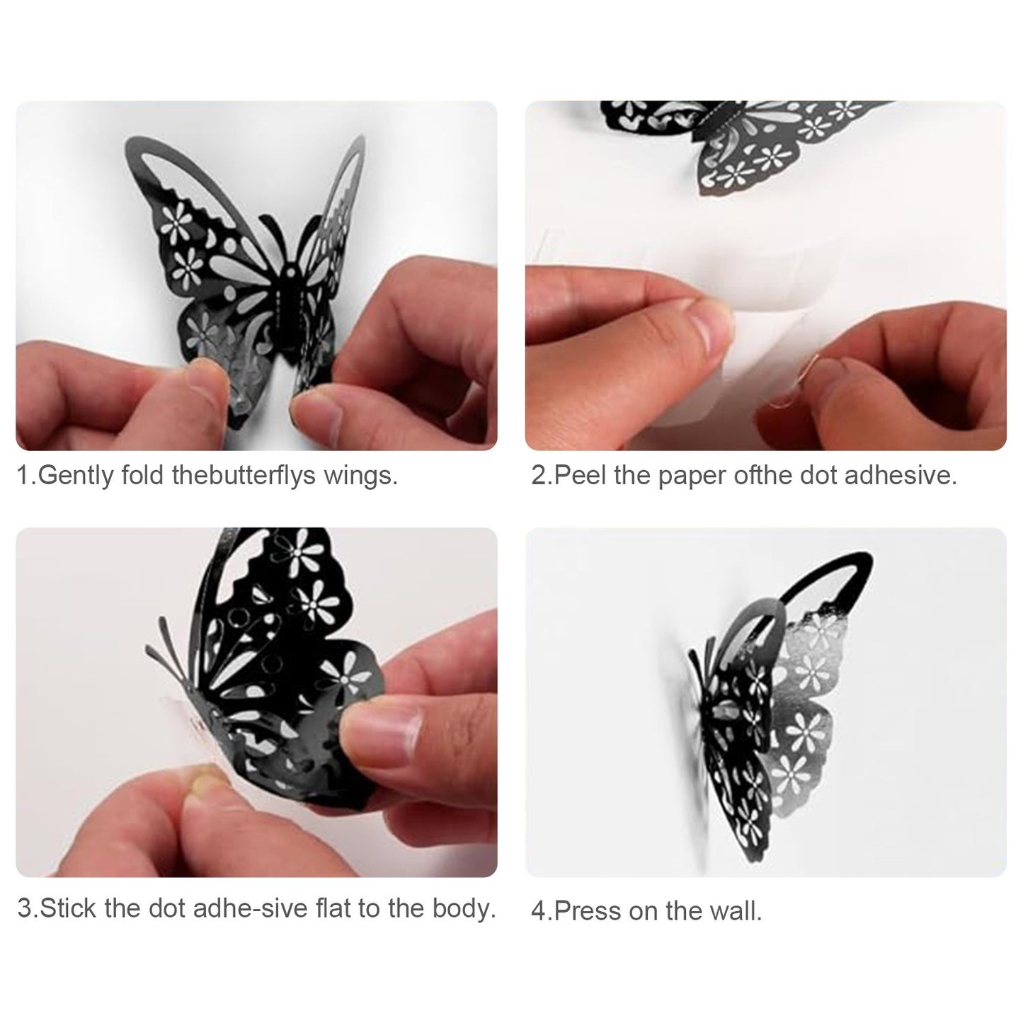 48 Pcs Silver Butterfly Decorations Butterfly Wall Decor 3D Butterfly Party Decorations Butterflies for Bouquet Cake Decorating