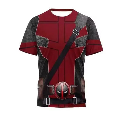 ?Miniso?Summer Men T Shirt Deadpool Wolverine 3 Costume Tshirt For Mne Short Sleeve Superhero Training Uniform Tracksuit Top