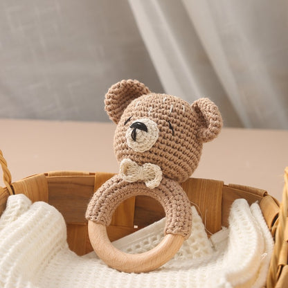 Brinquedos de Crochê para Bebês Chocalho de Animal Desenho Animado Chocalhos Musicais para Bebês Chocalho de Dentista Kawaii Brinquedo de Bebê 0-12 Meses Brinquedos Montessori